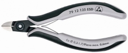 Přesné boční štípací kleště pro elektroniku ESD špičaté a bez fazety, 125mm  Knipex 7942125ESD 