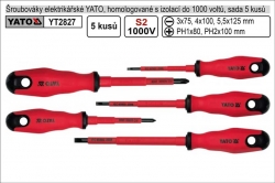Šroubováky elektrikářské  YATO sada 5 kusů homologované  do 1000V  YT2827 