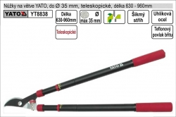 Nůžky na větve YATO 610-950mm půlkulatý břit teleskopické  YT8839 