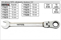 Ráčnový klíč očkoplochý kloubový 10mm YATO YT0271 