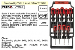 Šroubováky Yato sada 9 kusů CrMo YT2785 