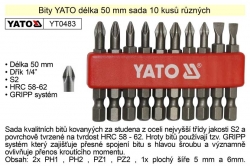 Bity YATO, PH 1-2-3 a ploché, délka 50mm, sada 10 kusů YT0483 